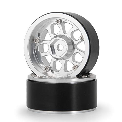 4PCS Metal 1.9" Heavy Duty Beadlock Wheel Rims for 1/10 RC Crawler Axial Scx10 II D90 TRX-4 Tamiya CC01 D110 (Silver) - color: Silver