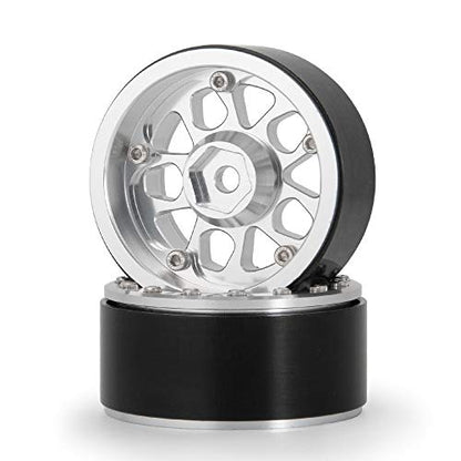 4PCS Metal 1.9" Heavy Duty Beadlock Wheel Rims for 1/10 RC Crawler Axial Scx10 II D90 TRX-4 Tamiya CC01 D110 (Silver) - color: Silver