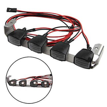 ShareGoo RC Car Roof Light Bar Kit Body Shell Roof Luggage Lights Compatible with Traxxas TRX-4 TRX4 Axial SCX10 RC4WD D90 HSP RGT 1/10 RC Crawler Car Truck (4Led Light) - style: 4Led Light
