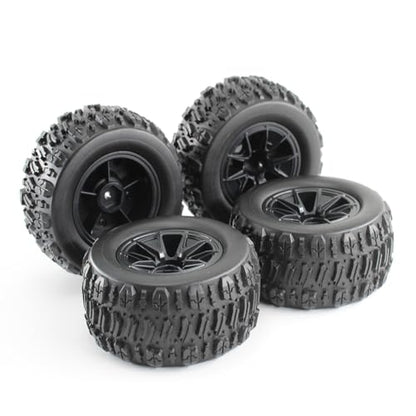 KingVal 4PCS Rubber Wheels Tires 90x43mm Hex 12mm RC Spare Parts Compatible with SCY 16101 16101PRO 16102 16102PRO WLtoys 144010 MJX 14209 14210 RC Car