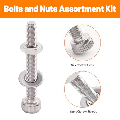 1110-Piece M3 Stainless Steel Socket Head Screw & Nut Kit – Hex Drive Cap Screws (4-30mm) with Allen Wrench & Curved Tweezer – Metric Machine Screw Assortment Set - size: 1110PCS Socket Head