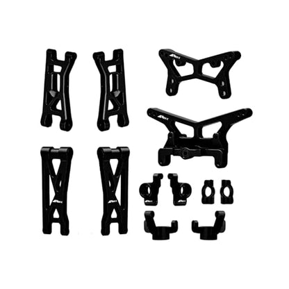 Alum Shock Tower, Suspension Arm, Front Steering Knuckles, Caster Blocks C Hubs and Rear Hubs Compatible with Losi 1/24 Micro-B 1/28 Micro-T Upgrades Part Black - color: Black