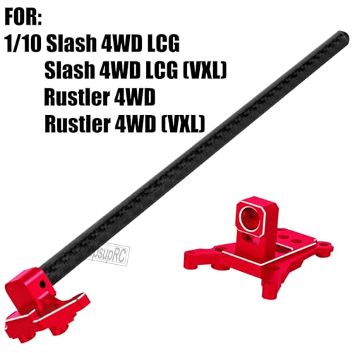 RC Carbon Fibre& Aluminum #6730 Chassis Brace Kit Upgrades Part for 1/10 Slash 4X4 LGG (VXL),Rustler 4WD (VXL) Heavy Duty Chassis Brace Hops Up.Red - color: Red ( for 1/10)
