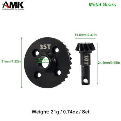 AMK Steel TRX4 Bevel Gear 12T-33T Overdrive 10T-35T Underdrive Differential Gears Ring Pinion Set for 1/10 RC Crawler TRX6 TRX4 Upgrades