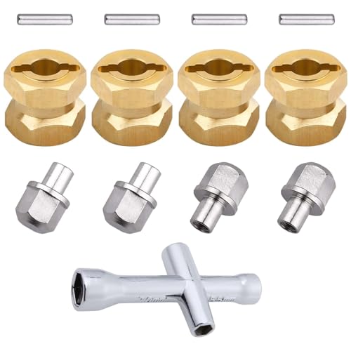 HobbyPark RC Brass Spacers 12mm Wheel Hex Hubs Extenders for 1/10 RC Crawler Axial SCX10 Wheels Extension Hex Drive Adapter (12mm) - size: 12mm