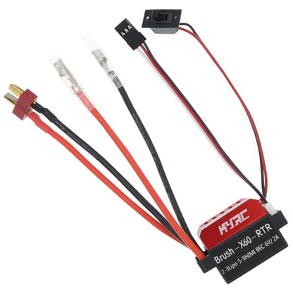 RC Car 60A Brushed ESC Electric Speed Controller 6V/2A BEC Compatible with Traxxas TRX4 TRX6 D90 HSP Tamiya Redcat Axial SCX10 HPI 4WD Truck 1/10 RC Truck Car Crawler (T-Plug Without Fan) - style: T Plug Without Fan