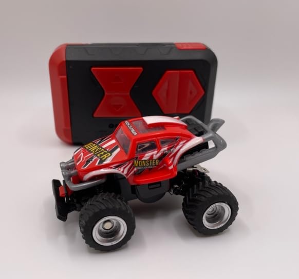 Mini RC Truck Off-Road 1:64 Scale Upgraded 2.4G 5-Channel 7CM RC Radio Wireless Remote Control Car Coke Can Micro Racing Pocket Portable for Multi-Users (Red-Truck) - color: Red-truck