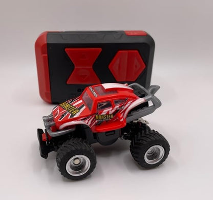 Mini RC Truck Off-Road 1:64 Scale Upgraded 2.4G 5-Channel 7CM RC Radio Wireless Remote Control Car Coke Can Micro Racing Pocket Portable for Multi-Users (Red-Truck) - color: Red-truck