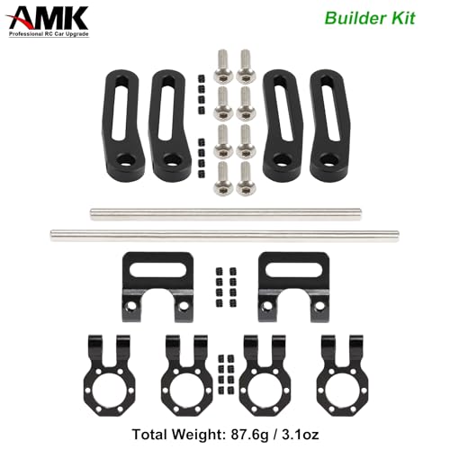 AMK Adjustable 1/10 Scale Bumper Mount Front Rear, Metal Bumper Kit with Modular Fairlead D-Ring Tow Strap for RC Crawler Axial SCX10 Element Enduro Gen7 Gen8 TRX6 TRX4 Upgrades (Black) - color: Black