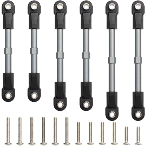 6Pcs Adjustable Aluminum Turnbuckles Camber Links Set for Traxxas Slash 4X4 2WD / Rustler/Stampede/Hoss/Bandit 1/10 RC Short Course Trucks Replacement Upgrade Accessories (Titanium) - color: Titanium