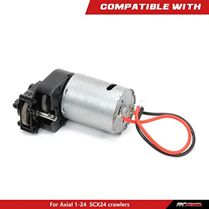 RCAWD SCX24 Upgrades 370 34T Electric Motor Carbon Brushed Motor & Center Gear Housing, Transmission with Steel Gears Parts for Axial 1/24#AXI90081#AXI00001#AXI00002#AXI00005#AXI00006 Black - color: Black