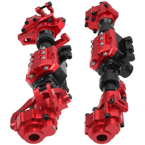 ShareGoo Aluminum Alloy Front & Rear Portal Axle Housing Set Compatible with Traxxas TRX4 Defender Bronco 1/10 RC Crawler Car Upgrades Part (Red) - color: Red
