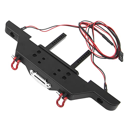RC Front Bumper & Rear Bumper with LED Lights Headlights Tow Hook Spare Tire Carrier Compatible with Axial SCX10 Traxxas TRX4 90046 90047 SCX10-iii AX10300 1/10 RC Crawler Car