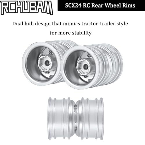 RCHUBAM Rear Wheel Rims with CVD Drive Shaft for 1/24 Axial SCX24 | Rear Wheel Hubs Crawler Car Upgrade Parts Replacement Accessories