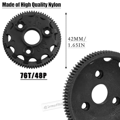 RC 48P 76T Spur Gear &Transmission Gear &Slipper Clutch &Pressure Plate &Slipper Rebuild Kit w/ 25+27T Pinions Upgrades Part for 1/10 Slash/Rustler/Stampede/Bandit 2WD VXL,Pink - color: Pink(for 2wd)