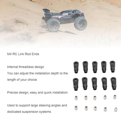 10PCS M4 Plastic Tie Rod End Ball Joint RC Link Rod Ends, Adjustable Depth Installation for Axial SCX10 I II III
