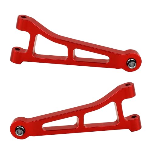 Aluminum Front Rear Swing Arm & Steering Knuckle C-Hub Kit Compatible with 1/14 MJX Hyper Go 14210 14209 H14BM RC Upgrade Parts (red) - color: Red