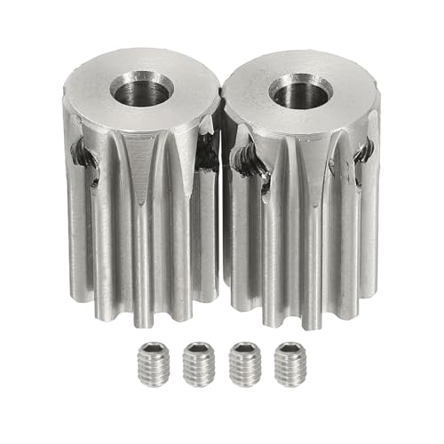 uxcell 2Pcs 1 Mod 10T Spur Gear 4mm Bore, 304 Stainless Steel Pinion Gear, 20°Pressure Angle, for Spur Rack and RC Model Car or Motor DIY - size: 1 Mod 10T, 4mm