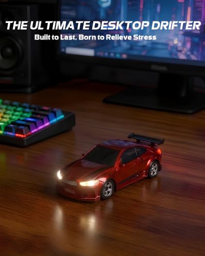 ARRIS 1/64 Micro Desktop RC Drift Car 4WD with 2-Speed Modes RTR | Pocket Size Design, LED Lights, Stunt Driving, Smooth Drifting, Indoor Fun - color: Candy Red