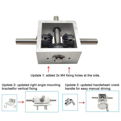 1:1 Right Angle Bevel Gearbox 1.5 Module 20 Teeth 90° Angle Drive Steering Gear Device Simple Mechanical DIY Module with 10mm Shaft - size: 10mm shaft, style: 2 output shaft