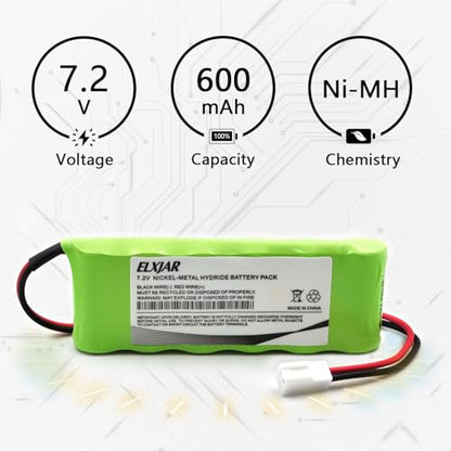 (2-Pack) 7.2V 600mAh Ni-MH Battery for RP7300110, RP7000110 | Fits Rath Microtech elevator phones; replaces Custom-118 and OSA229 with B830EC connector and horizontal 6-cell layout.
