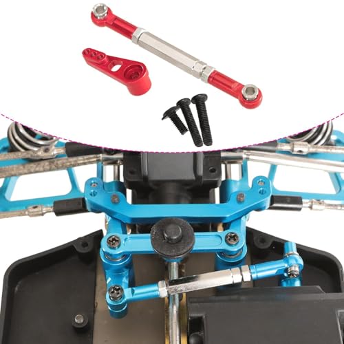 harayaa RC Car Steering Rod Adjustable Pull Rod Linkages Servo Linkage Rod Metal Front Rear Aluminum Alloy Upgrade Part for 1/10 RC Truck Accessories Suitable, Red - color: Red