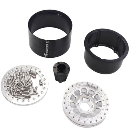 RC 2.2 Aluminum Alloy Beadlock Wheels and Tires Upgrades Accessories Rims for 1/10 SCX10 TRX4RC4WD and D90 RC Crawler Axial Remote Control Car (4pc) (Silvery) - color: Silvery