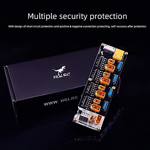 HGLRC 40A 4-Port Lipo Battery Balance Charger, Thor 6S Parallel Charging Board, with XT60/XT30 Plugs, Compatible with ISDT/IMAX/HOTA Chargers for 2-6S FPV Drone Batteries