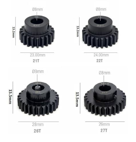 M1 Steel Motor Gears Pinion 8MM 21T 22T 26T 27T for 1/5 X-MAXX RC Model Car Buggy Truck Parts