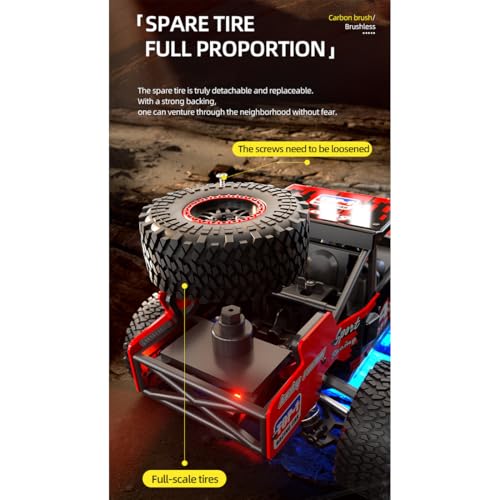 1/20 Brushless 4X4 RC Rock Crawlers for Adults, SG202-MAX Off-Road Remote Control Monster Truck with LED Lights & Metal Chassis, All Terrain High Speed RC Car Gift - color: Red, size: Brushless Version