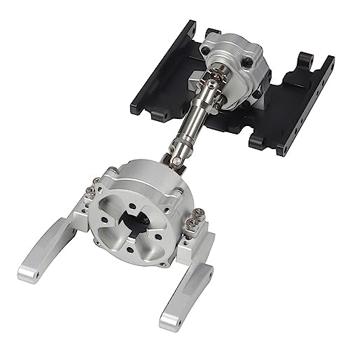 SCX10 II Planetary Gearbox Transfer Case Short Drive Shaft Skid Plate Front Motor Mount for 1/10 RC Crawler Chassis SCX10 II Upgrades Accessories (Silver)