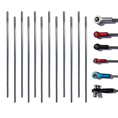 12Pcs M3 4.72" Pushrod Connector 304 Stainless Steel Rod Linkage DIY Parts for RC Model Airplane Helicopter Boat Car - size: M3x4.72"