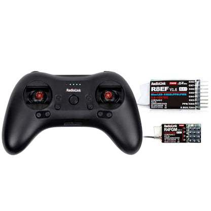 Radiolink T8S 8 Channels 2.4GHz RC Transmitter and Receiver R8EF+R4FGM RX, Remote and Controller Built-in Rechargeable Battery for Quad/Airplane/Car/Boat and More (Mode 2 Left Hand)