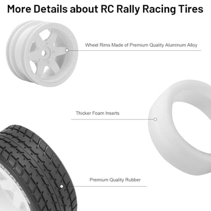 1/14 RC Car On-Road Drift Tires, daitoku 12mm Hex RC Racing Tires for Tamiya M08/05/06 MF-01X - Style E (White) - style: Style E