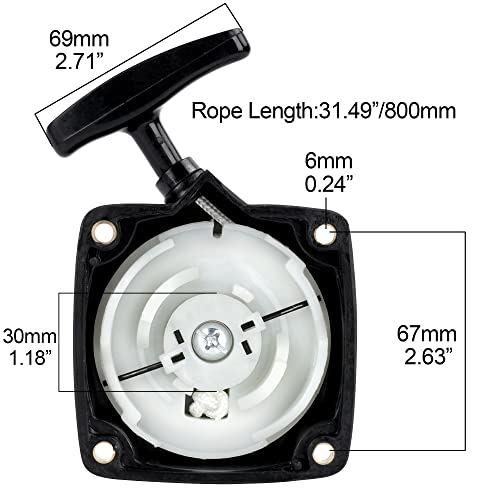 Pull Starter Replacement - 43cc 49cc 52cc 2HP Predator Earth Augers 63022 Pocket Bike Gas Petrol Scooter -Upgraded Wheel Core & Recoil Spring | for Earth Augers 63022 Pocket Bike Gas Petrol Scooter -Upgraded Wheel Core & Recoil Spring