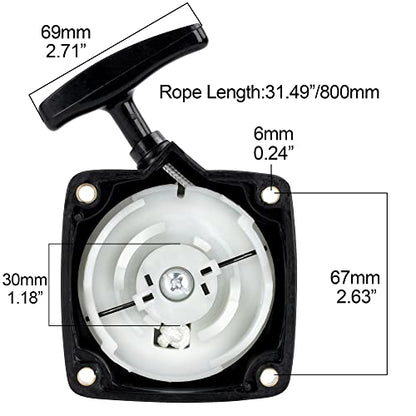 Pull Starter Replacement - 43cc 49cc 52cc 2HP Predator Earth Augers 63022 Pocket Bike Gas Petrol Scooter -Upgraded Wheel Core & Recoil Spring | for Earth Augers 63022 Pocket Bike Gas Petrol Scooter -Upgraded Wheel Core & Recoil Spring