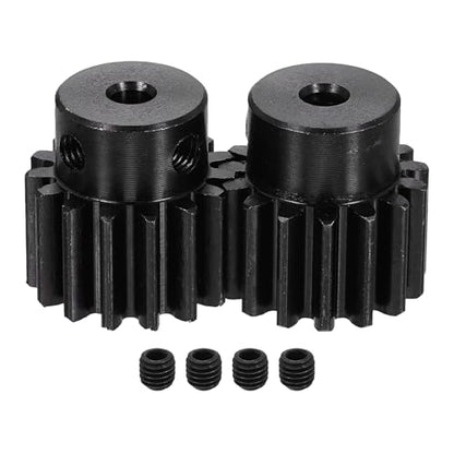 uxcell 2Pcs 1.5 Mod 15T Spur Gear 5mm Bore, 1045 Steel Pinion Gear Black Surface Treatment, 20° Pressure Angle, for Spur Rack and RC Model Car or Motor DIY(18mm) - size: 1.5 Mod 15T, 5mm x 18mm