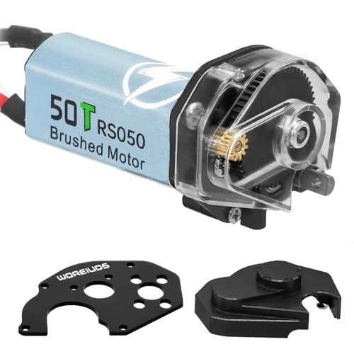 050 50T Brushed Motor with Transparent Acrylic Aluminum Alloy Transmission Gearbox for 1/24 RC Crawler SCX24 AX24 Upgrade(Black) - color: Black