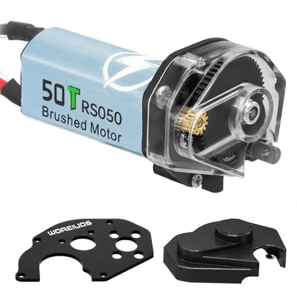 050 50T Brushed Motor with Transparent Acrylic Aluminum Alloy Transmission Gearbox for 1/24 RC Crawler SCX24 AX24 Upgrade(Black) - color: Black
