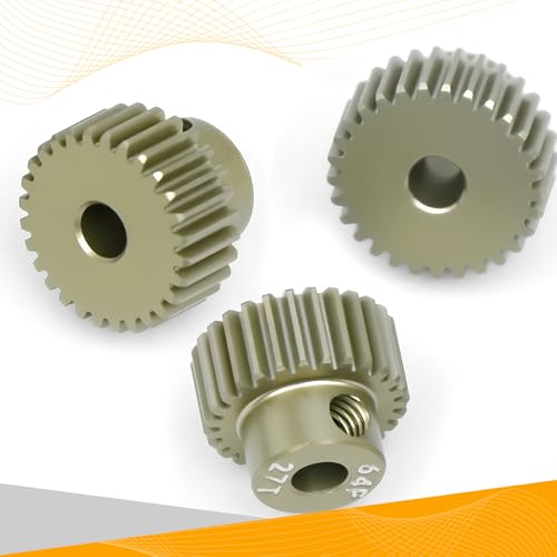 64P Pinion Gear 3.175mm Shaft 7075 Aluminum Alloy Motor Gears,0.6 Metric Pitch 27 28 29T with 1/8 Hole Pinion Gear Compatible with 1/10 Arrma HPI Kyosho Losi Axial Traxxas Tamiya RC Car - size: 27 28 29T