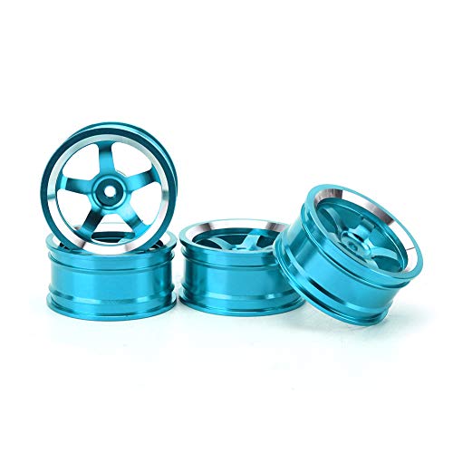 4 Pcs RC Wheel Hub, Aluminum Alloy Wheel Hub Accessory RC Parts Wheels Upgrade Parts Fit for HSP 94123 Touring Drift Car - color: Blue