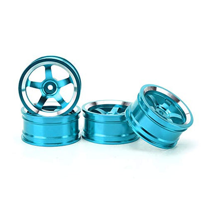 4 Pcs RC Wheel Hub, Aluminum Alloy Wheel Hub Accessory RC Parts Wheels Upgrade Parts Fit for HSP 94123 Touring Drift Car - color: Blue