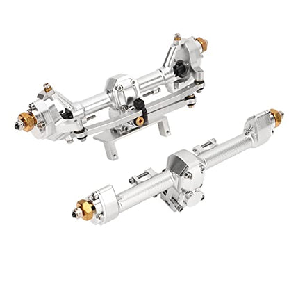 RiToEasysports SCX24 Portal Axle Upgrade Kit, CNC Machined Aluminum Alloy Front Rear Axle Assembly with Hardened Steel Gears for Axial 1/24 RC Crawler Car (Silver) - color: Silver