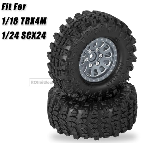 1.3 Beadlock Wheels 1.3 Beadlock Tires 1.3" RC Wheel and Tires Set for 1/18 TRX4M 1/24 SCX24 RC Crawler Car,Alloy Aluminium 1.3 RC Wheel Rims Super Large Soft Tires,4pcs,Titanium - color: Titanium(4pcs)