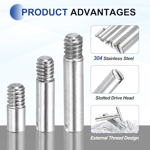 MECCANIXITY 6 Pcs M5 x 8mm Slotted Cylindrical Pins, 304 Stainless Steel Dowel External Thread Locating Parallel Pins Shelf Support Peg Pin for Furniture Installation, DIY Project - size: M5 x 8mm