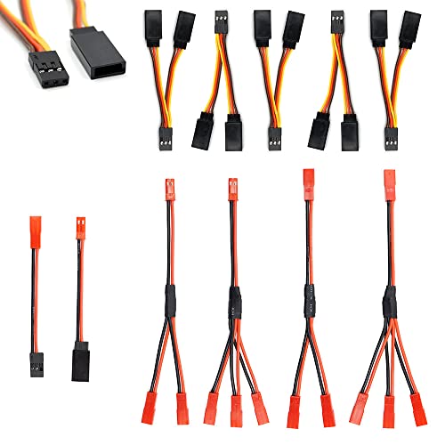 Servo Leads Splitter Cable and JST Plug Splitter JST Male Female Y Cable Parallel Adapter Harness JST to JR Adapter for RC Cars Models Airplane