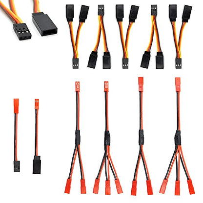 Servo Leads Splitter Cable and JST Plug Splitter JST Male Female Y Cable Parallel Adapter Harness JST to JR Adapter for RC Cars Models Airplane
