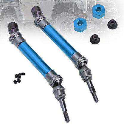 2Pcs RC Car Front Shaft Stainless Steel Rear Drive Shaft Universal Driveshaft Fit for Traxxas RC Truck Upgrades Parts (Blue) - color: Blue