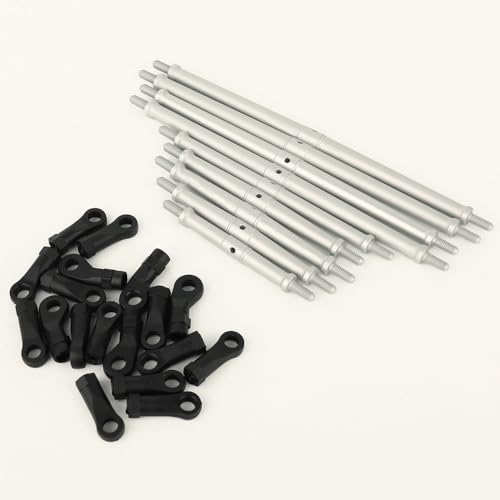 9pcs/lot Aluminum Alloy Link Rod Chassis Kit Linkage for 1/10 RC Car Axial SCX10 III JT Gladiator RC Crawler Upgrade Part (Silver)