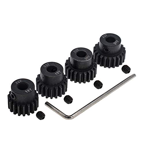 4pcs 32p Pinion Gear 5mm Set Hardened 18t 19t 20t 21t 32 Pitch Gears RC Upgrade Part with Screwdriver